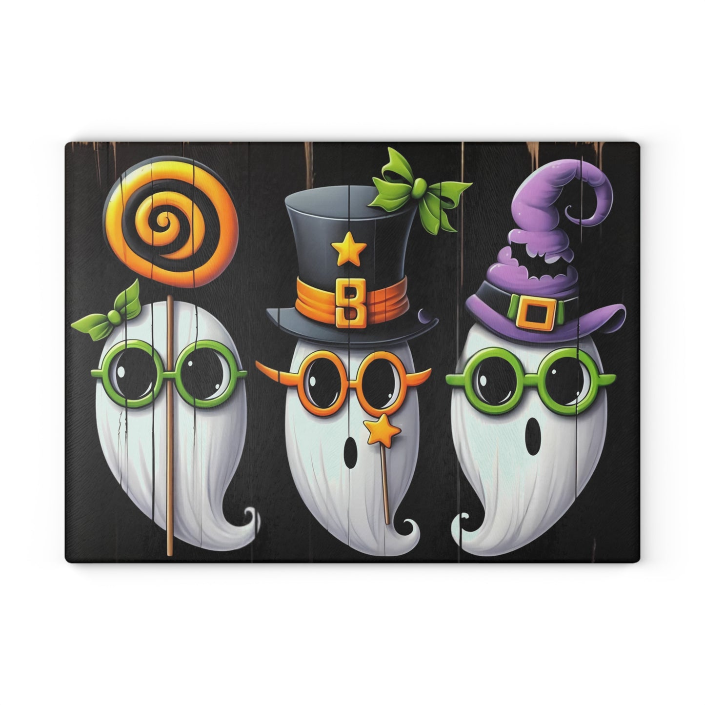 👻🎩 Trendy Ghost Trio Cutting Board – Chic Halloween Kitchen Décor with Playful Spooky Vibes 🕸️🍬