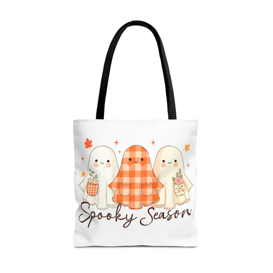 👻 Spooky Season Ghost Friends Tote Bag – Cozy Fall Vibes with a Cute Twist 🍂👜