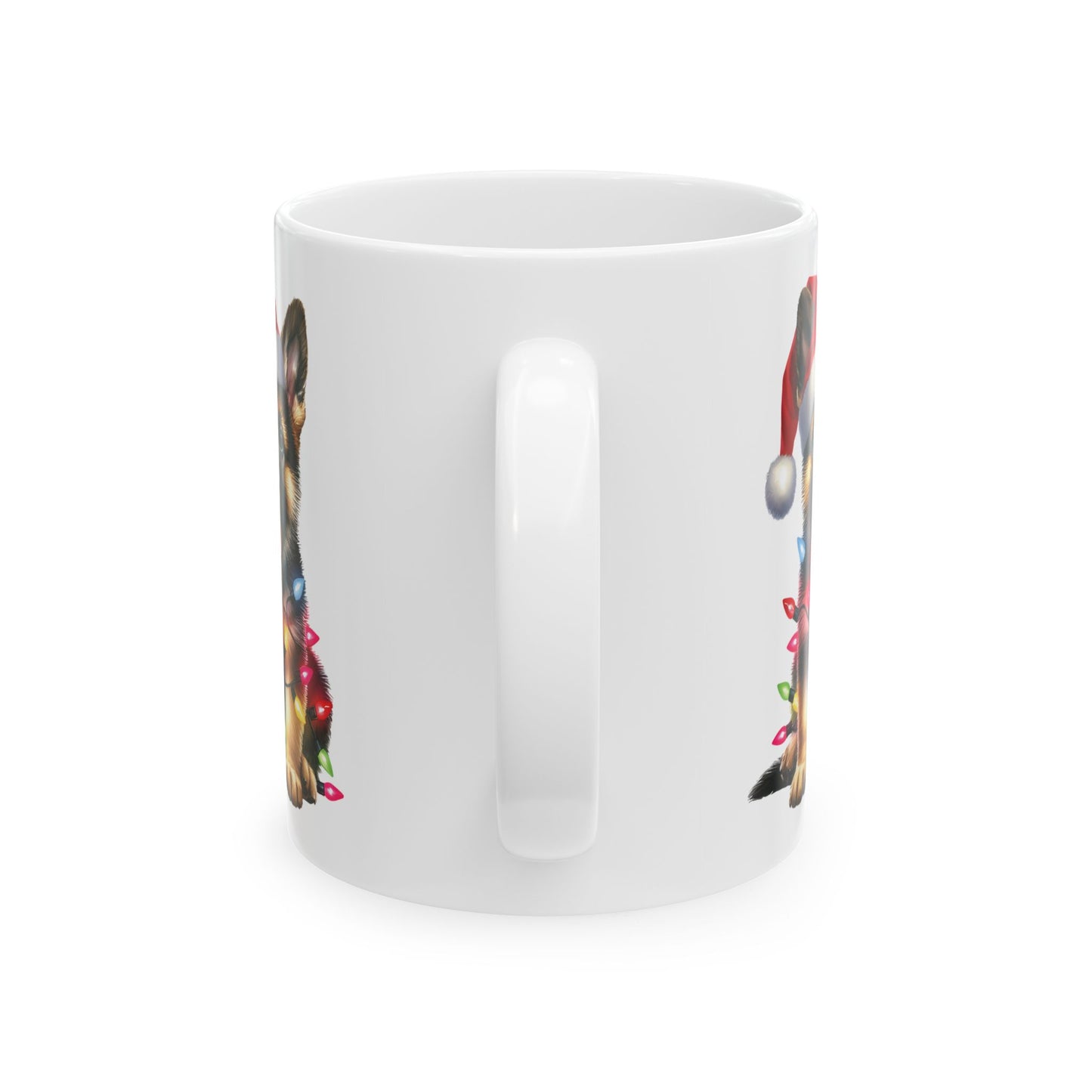 🎄 German Shepherd Christmas Lights Mug – Santa Paws & Holiday Cheer in Every Sip 🐾