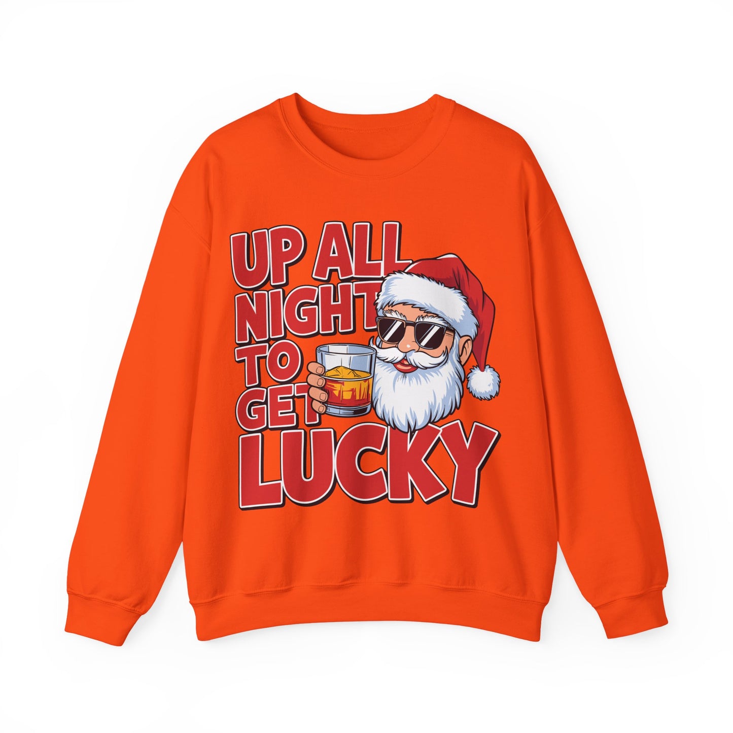 🎅🥃 Up All Night To Get Lucky Sweatshirt – Funny Santa Holiday Pullover for Men