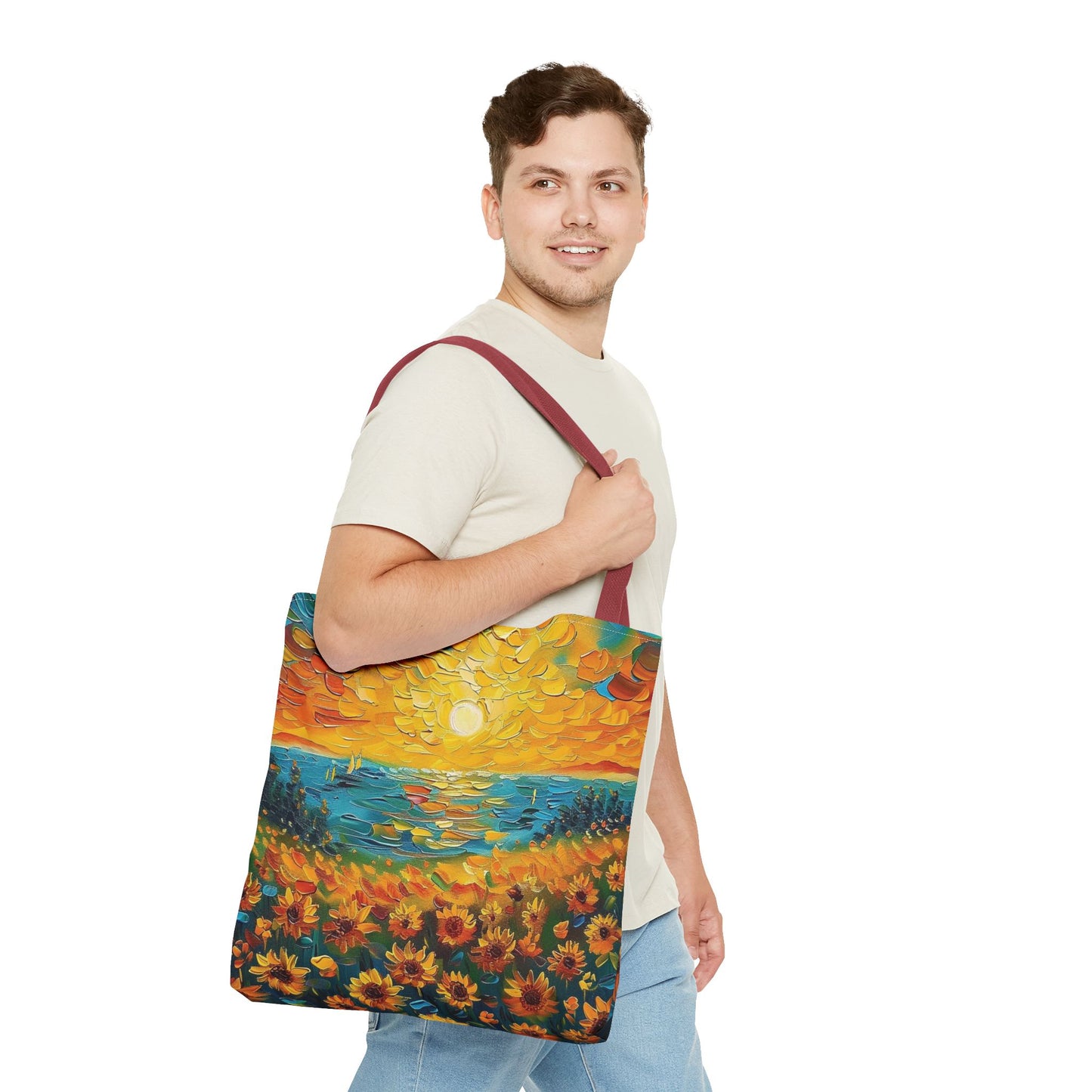 🌻 Girasoles al Atardecer – Bolso Tote Vibrante y Artístico 🌅