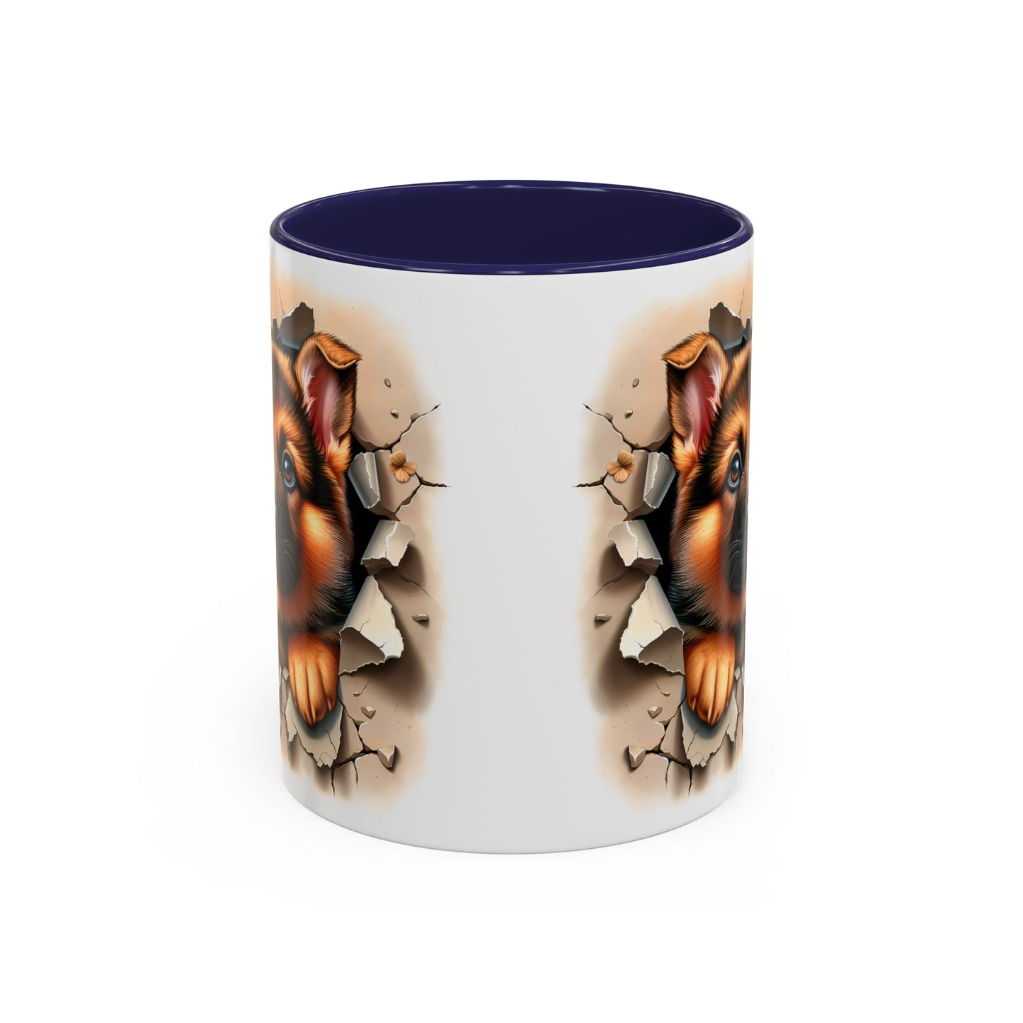 🐾☕ German Shepherd Puppy Peek Accent Mug – Loyal Pup Lover Gift ✨🖤