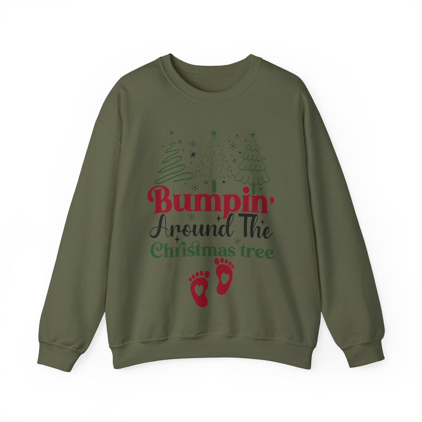 🎄👶 Bumpin’ Around the Christmas Tree Sweatshirt – Cute Holiday Maternity Top ❤️