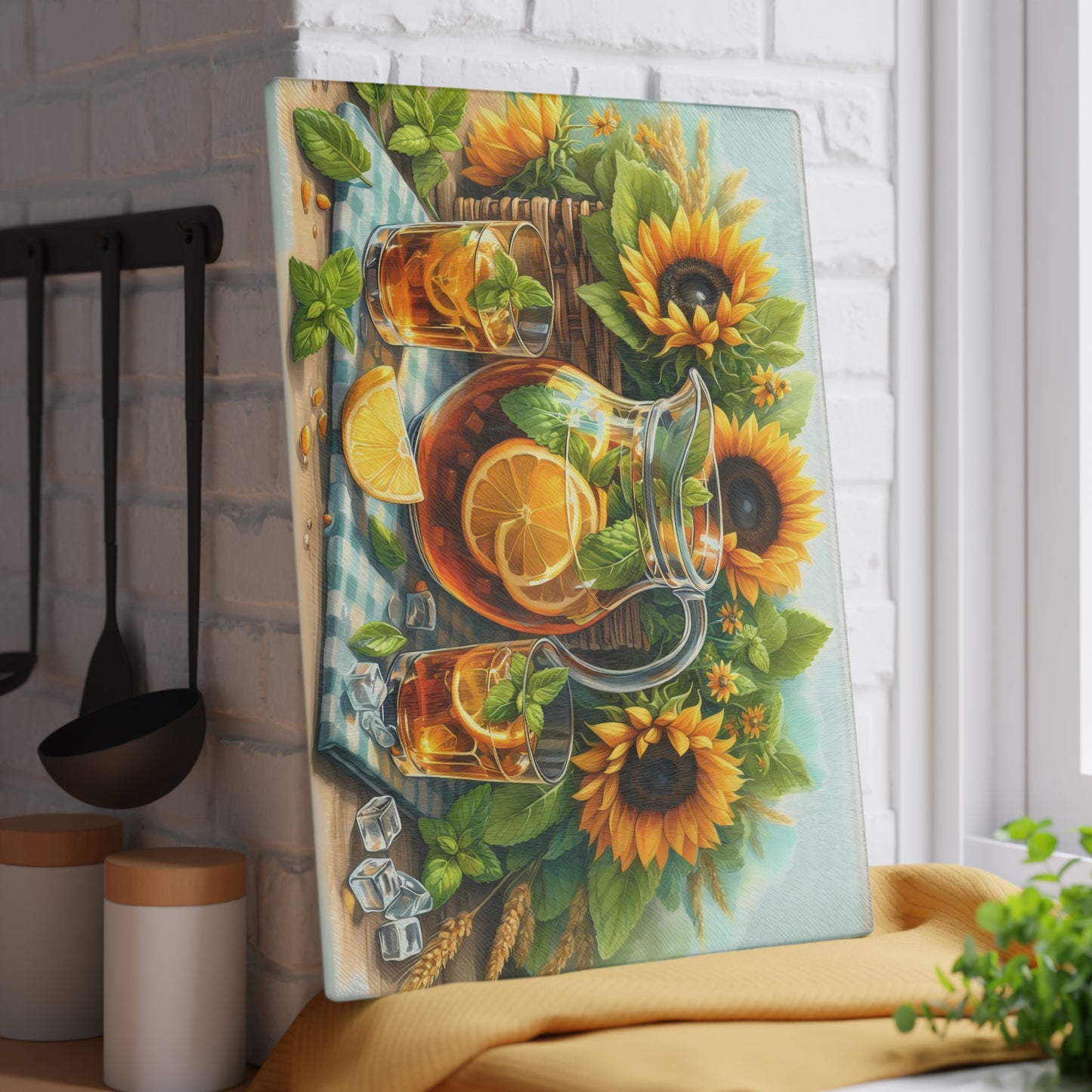 🌻 Sunflower Iced Tea Cutting Board – Sweet Summer Sips & Kitchen Charm