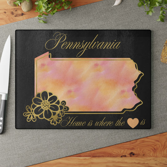 🧡 Pennsylvania State Cutting Board – Warm Peach Tones & Elegant State Pride