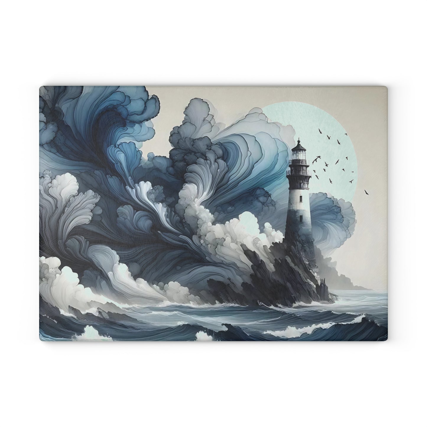 Lighthouse Cutting Board, Charcuterie Board, unique cutting board, Tempered Glass Cutting Board, Housewarming Gift, Custom cutting board