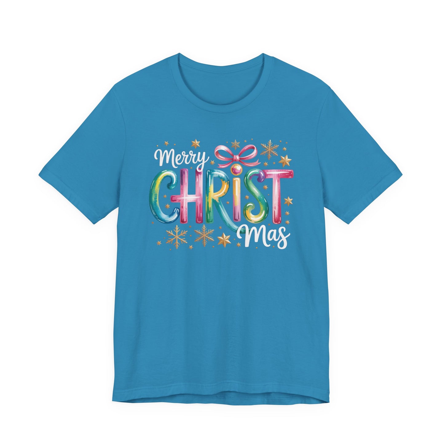 🎄✨ Merry Christmas Glow Lettering T-Shirt – Festive & Bright Holiday Style 🎁🌟