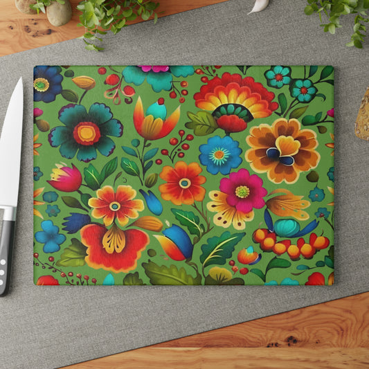 Tabla de cortar de flores, tabla de cortar de vidrio templado, tabla de charcutería, tabla de cortar, regalo de inauguración de la casa, tabla de cortar personalizada, regalo de flores