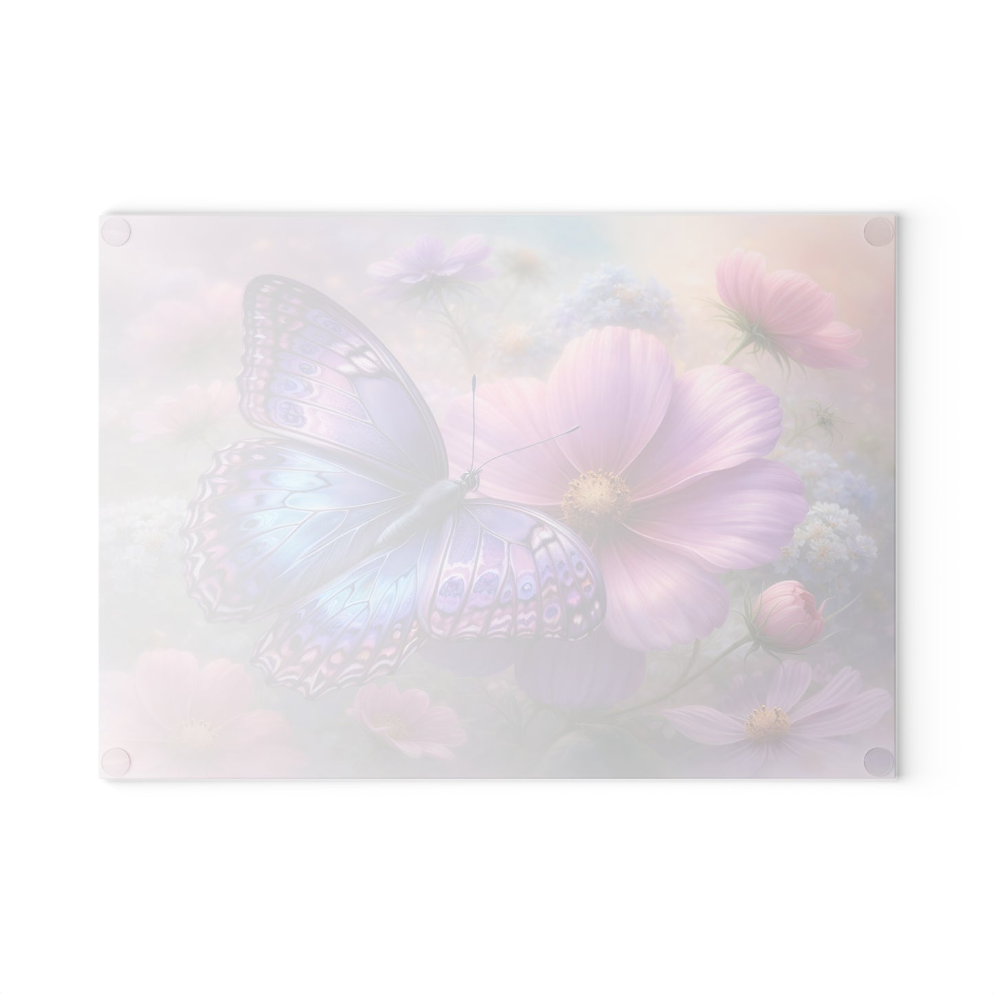 Purple & Blue Butterfly Glass Cutting Board – Dreamy Cosmos Floral Butterfly Art
