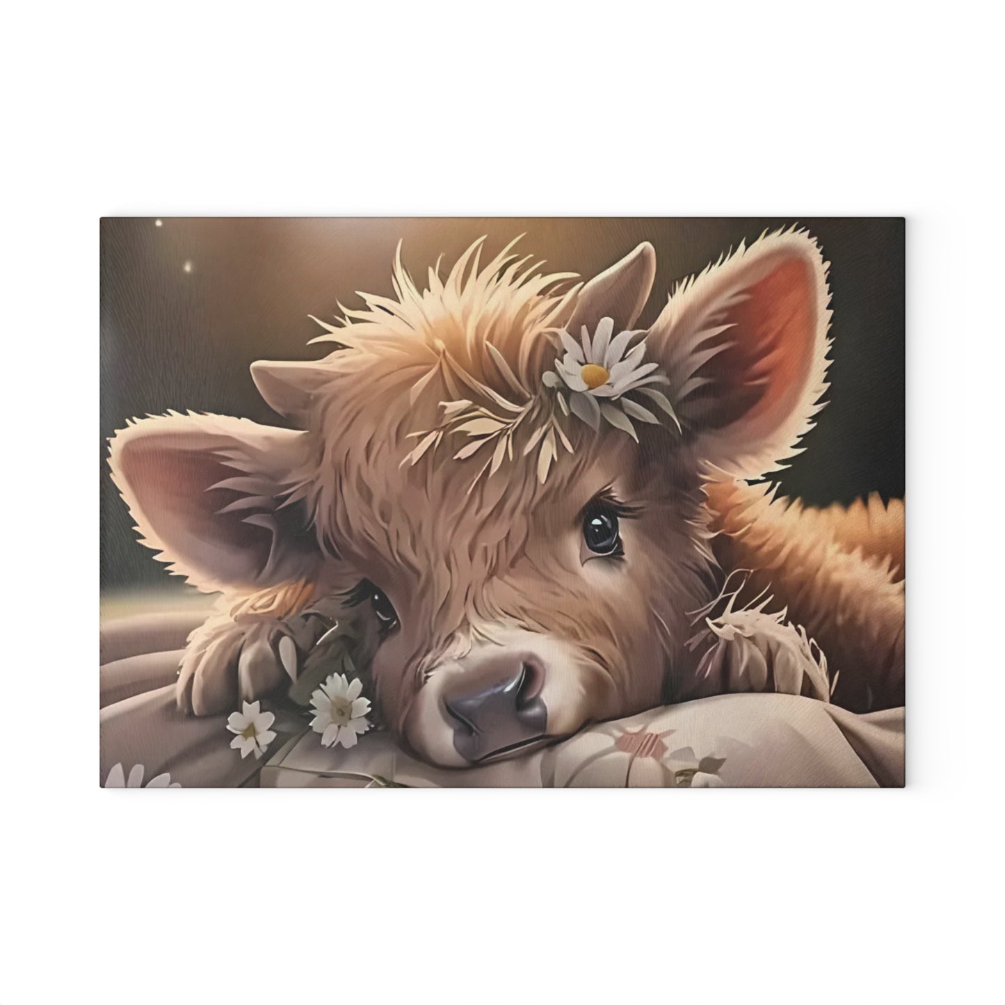 🐮🌼 Daisy Highland Calf Cutting Board – Country Charm with Sweet Simplicity 🌸🐮