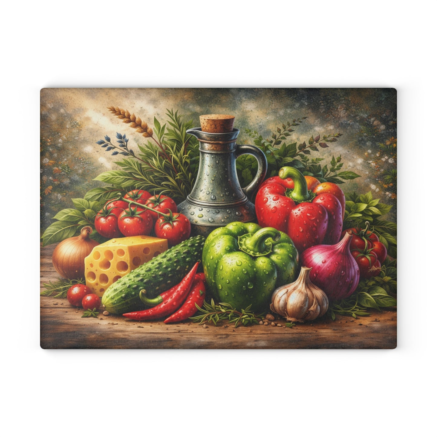 Rustic Farm Fresh Vegetable Glass Cutting Board – Gourmet Garden Kitchen Decor
