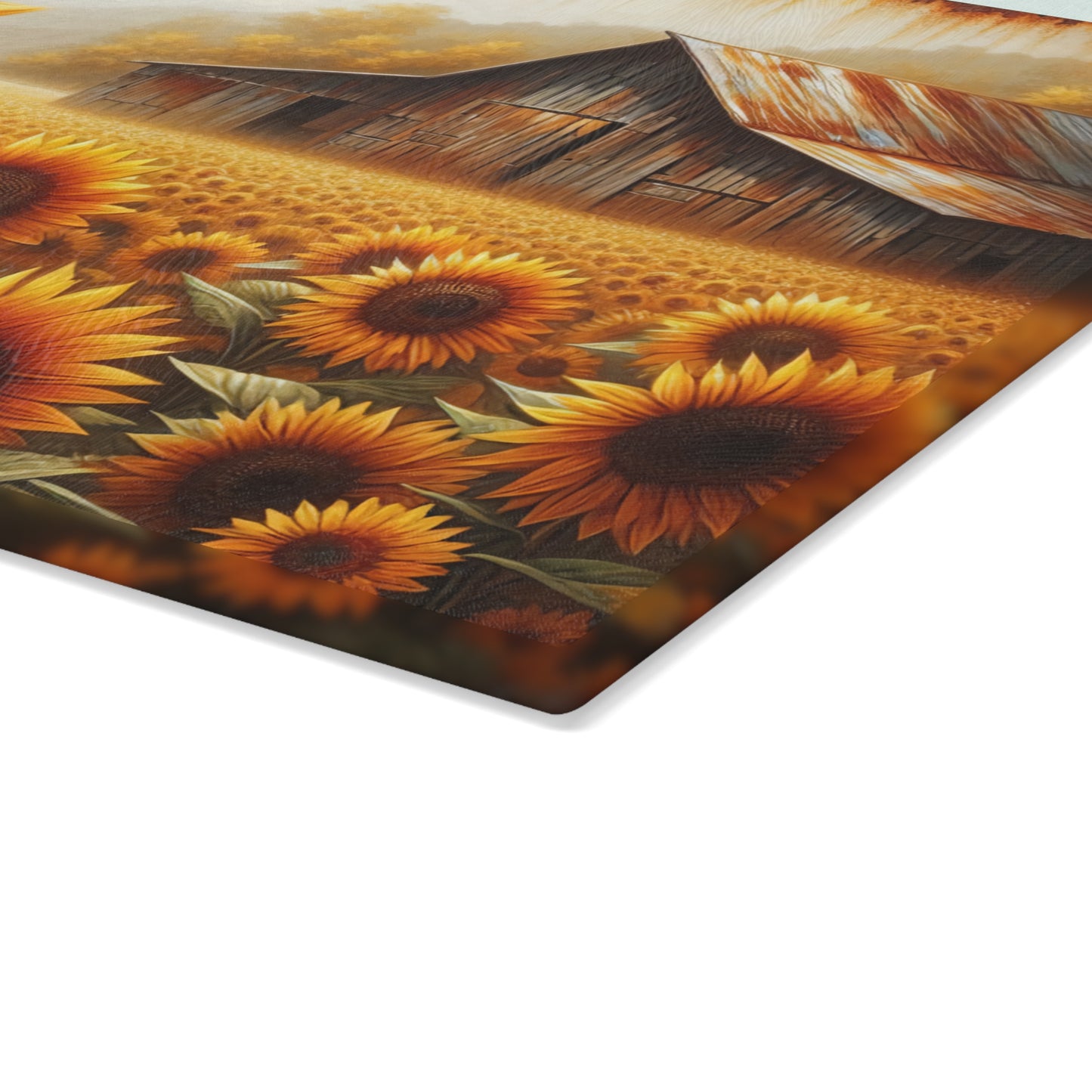 🌻🏡 Rustic Sunflower Barn Cutting Board – Timeless Farmhouse Elegance for Your Kitchen 🌾