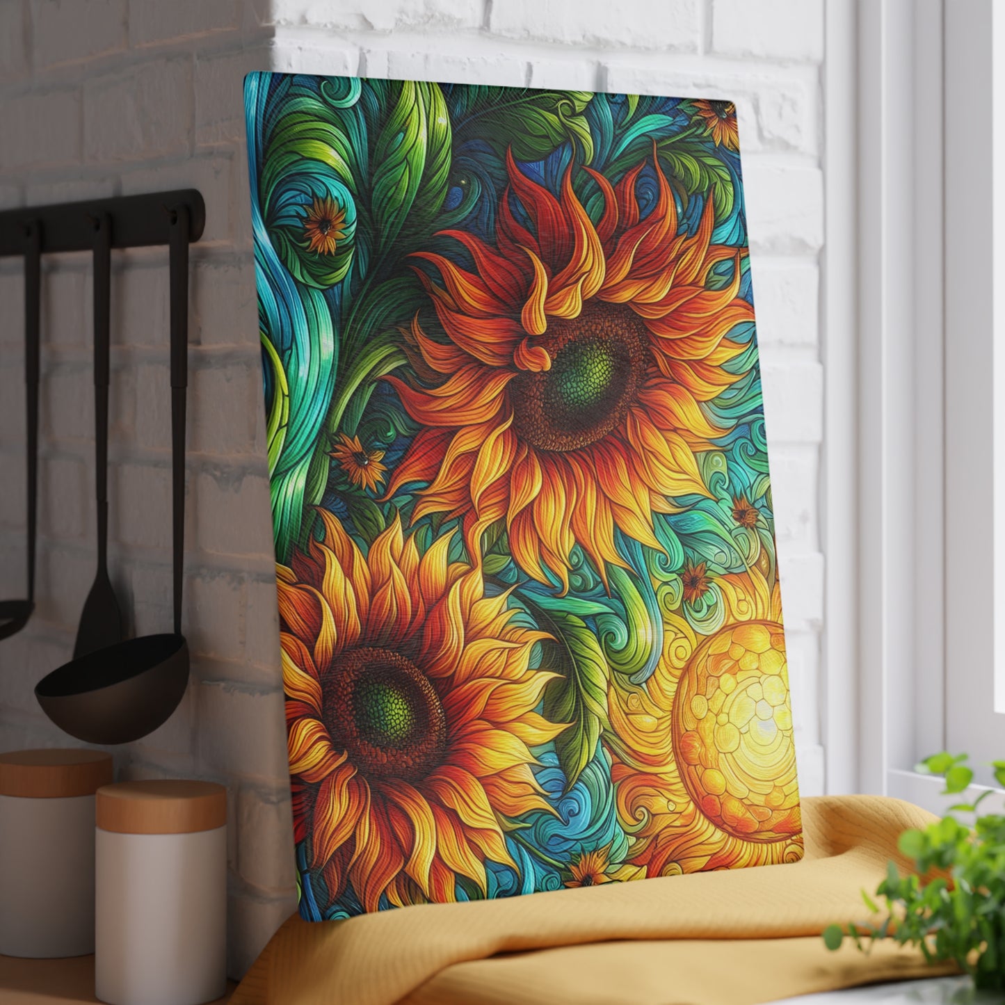 🌻✨ Sunflower Swirl Cutting Board – Vibrant Sunshine for Your Kitchen 🌞