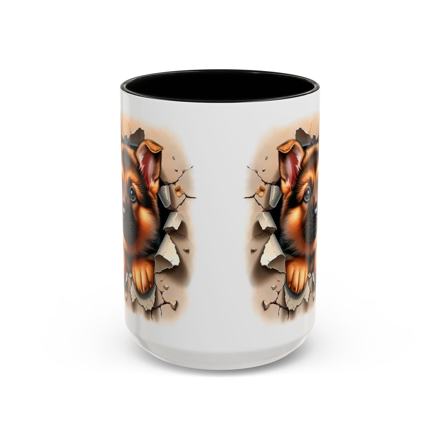 🐾☕ German Shepherd Puppy Peek Accent Mug – Loyal Pup Lover Gift ✨🖤