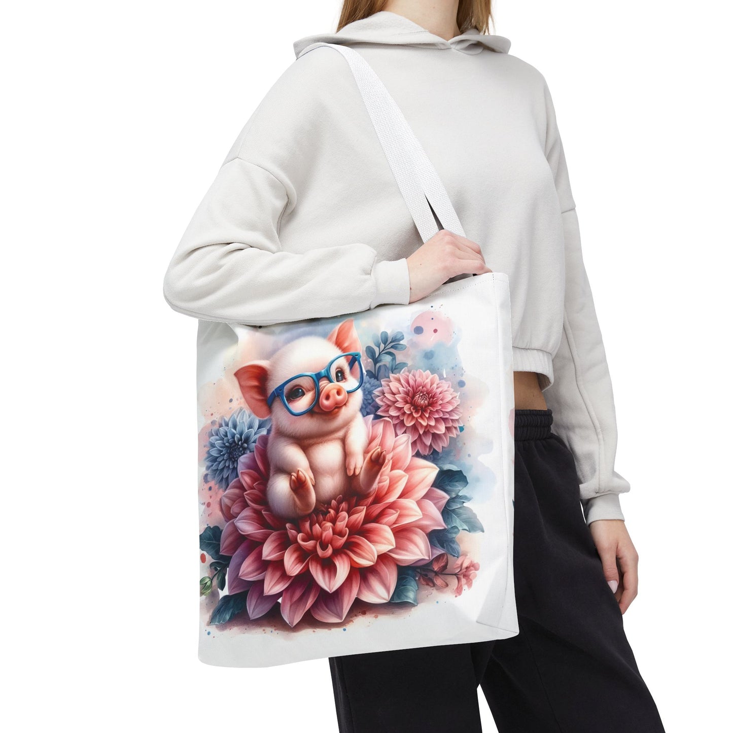 🐷 Floral Piglet Tote Bag – Cute, Whimsical & Practical 🌸