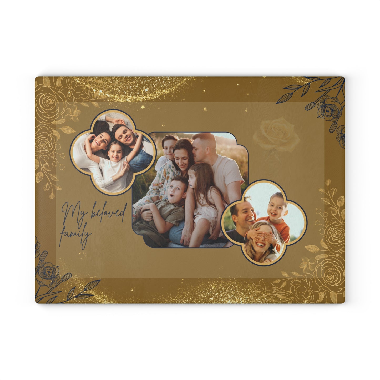 Custom Photo Collage Glass Cutting Board – Personalized Family Memory Kitchen Decor