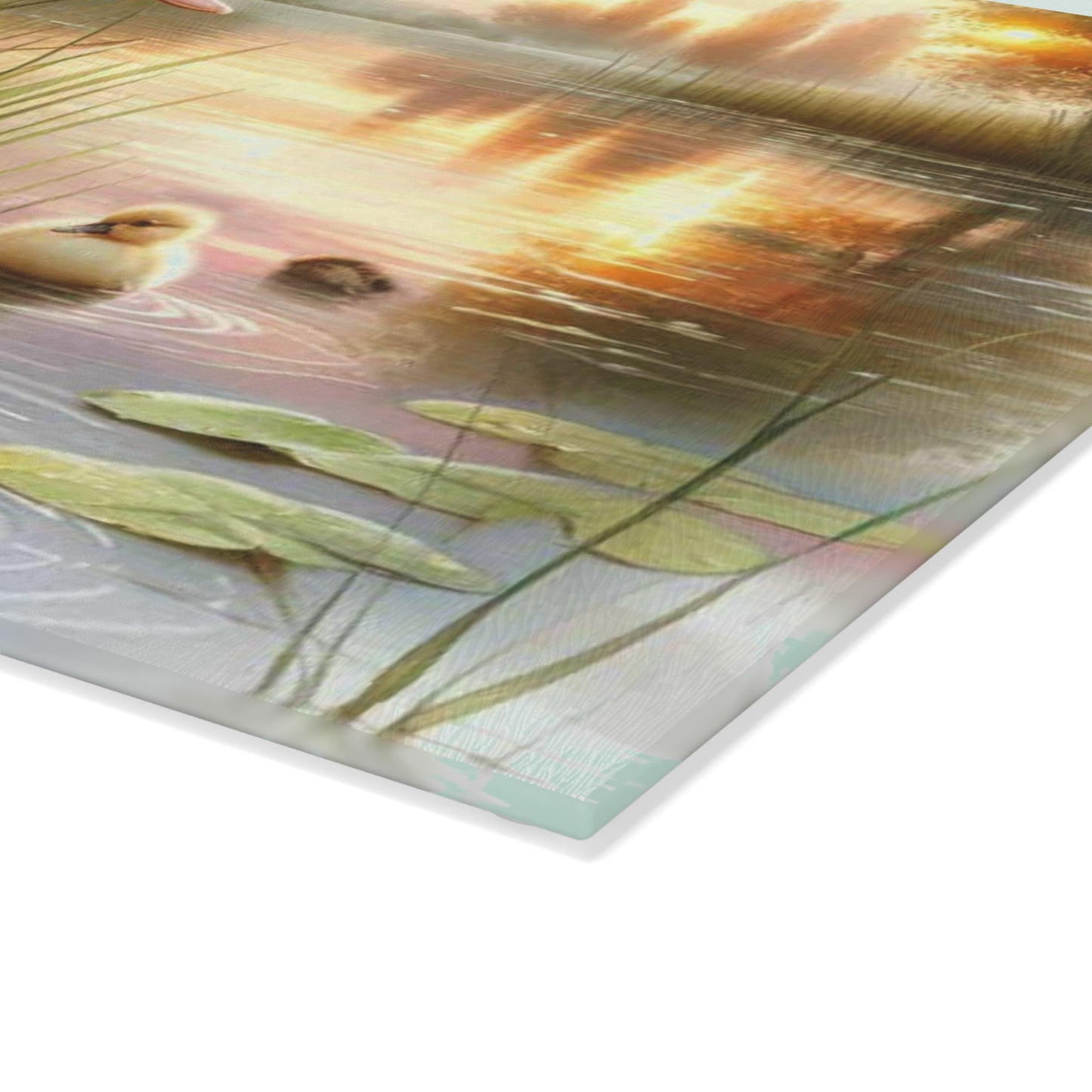 🦆🌸 Duck Family at Sunset Cutting Board – Serene Beauty for Your Kitchen 🌅✨