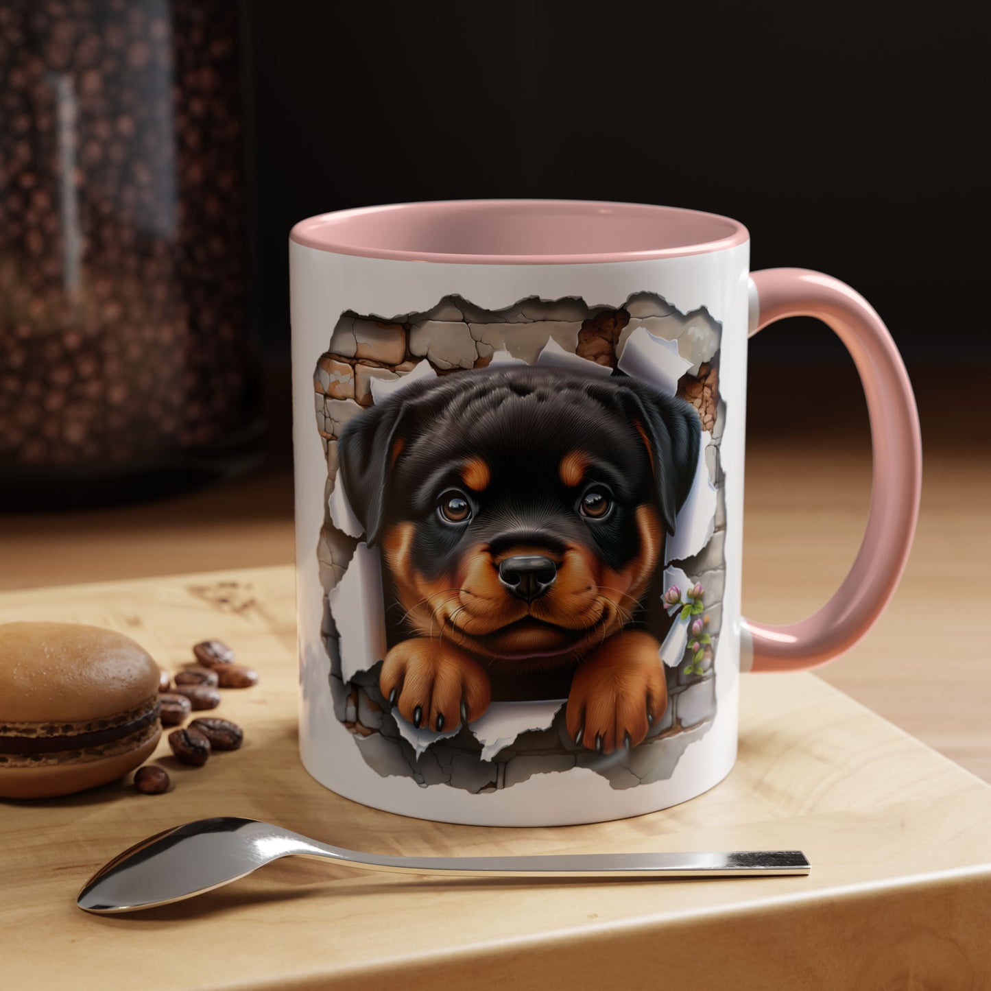 🐾☕ Rottweiler Puppy Accent Mug – Sweet Breakthrough Pup Design ✨