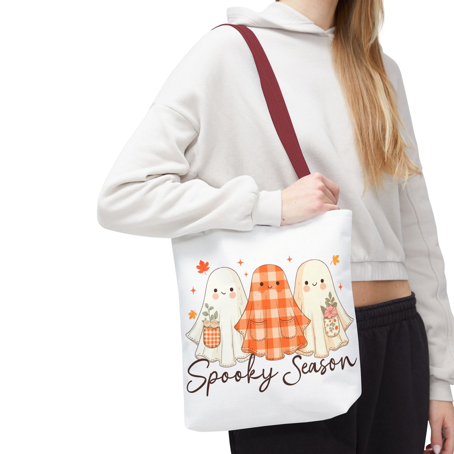 👻 Spooky Season Ghost Friends Tote Bag – Cozy Fall Vibes with a Cute Twist 🍂👜