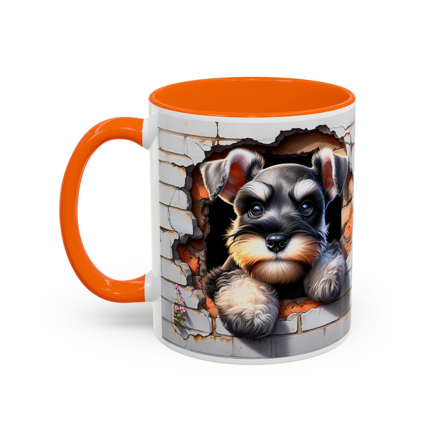 🎀🐶 Schnauzer Puppy Accent Mug – Cute Peek-Through Dog Design for Animal Lovers ☕💖