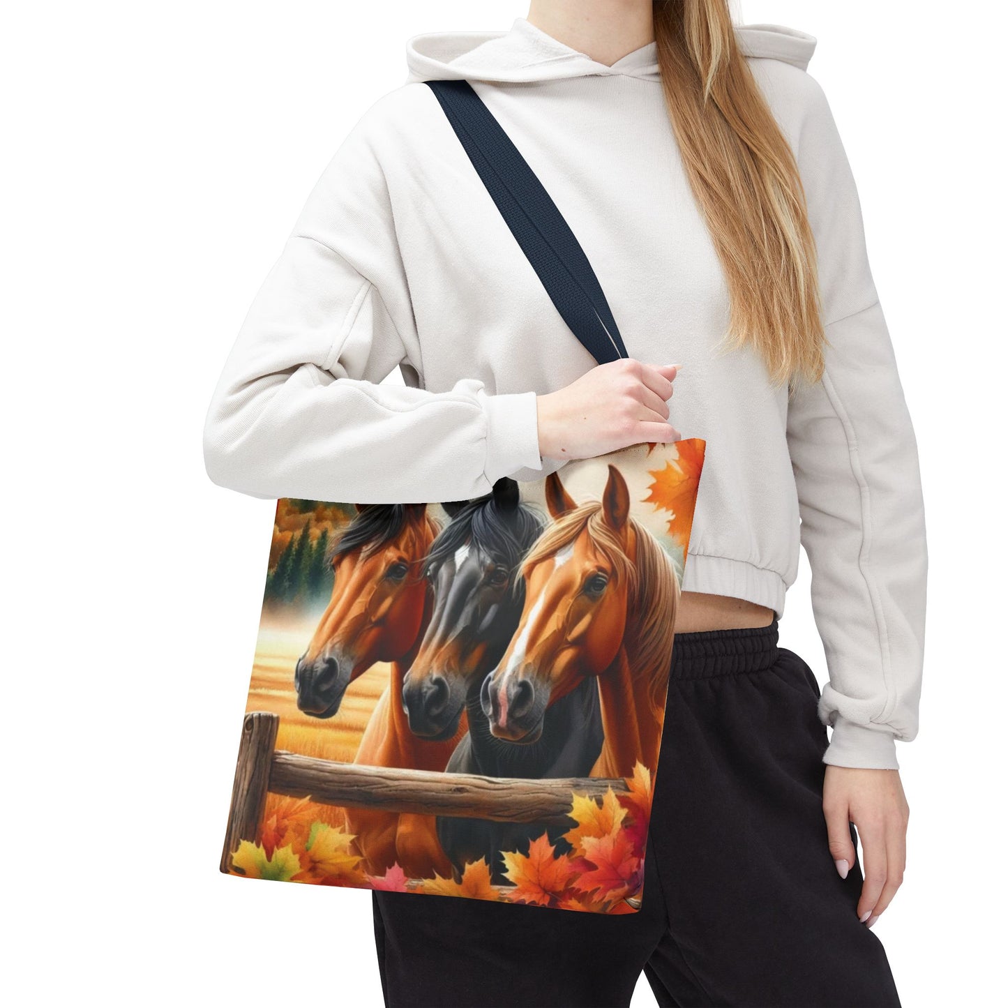 🐴 Autumn Horse Trio Tote Bag – Rustic, Stylish & Practical 🍂
