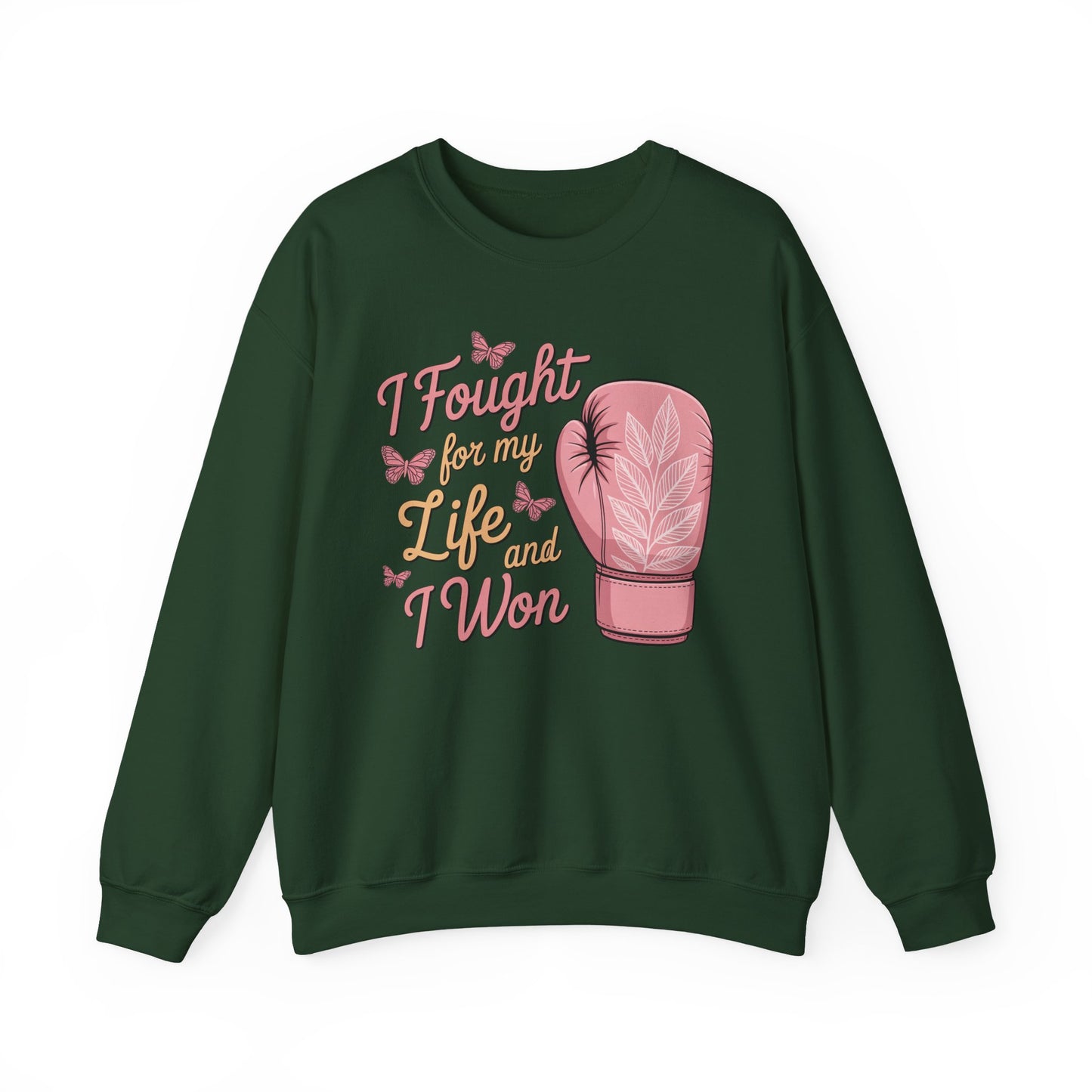 🥊🦋 I Fought for My Life and I Won Sweatshirt – Breast Cancer Survivor Crewneck
