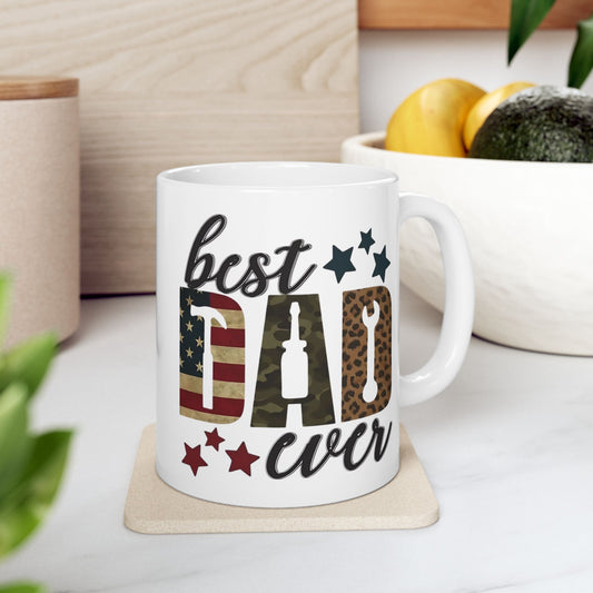 El mejor papá del mundo: taza de café con temática patriótica y camuflaje (325 ml y 430 ml)