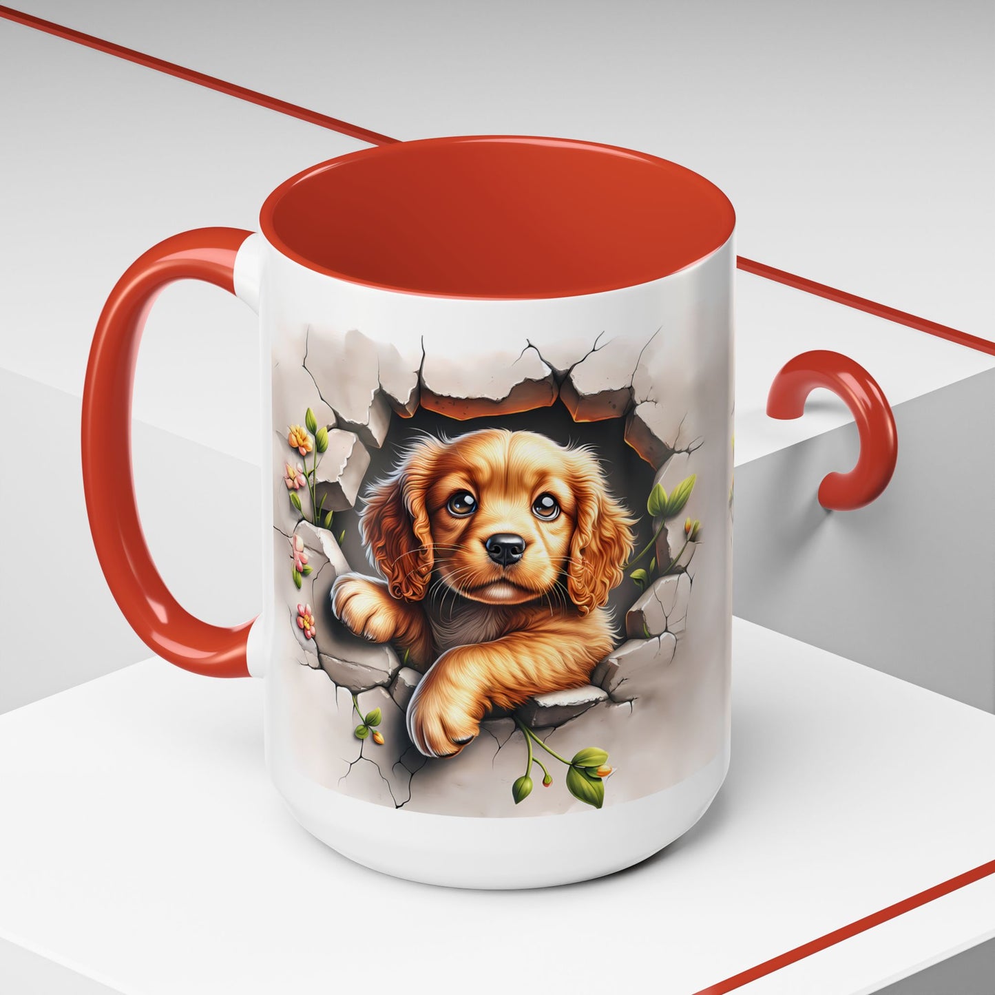 🐾 Cocker Spaniel Puppy Accent Mug – Sweet Fluffy Pup Coffee Cup ☕🤎