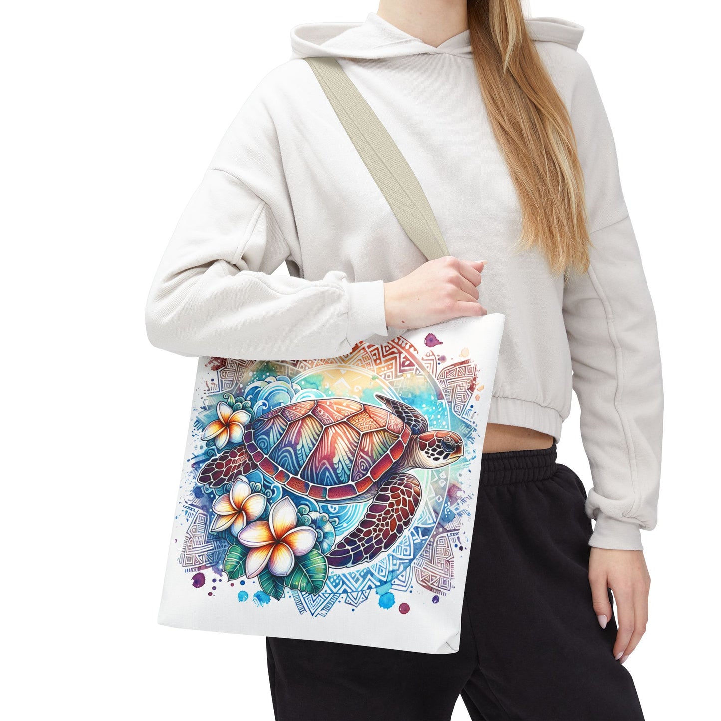 🐢 Vibrant Tribal Sea Turtle Tote Bag – Ocean Beauty Meets Island Vibes 🌊👜
