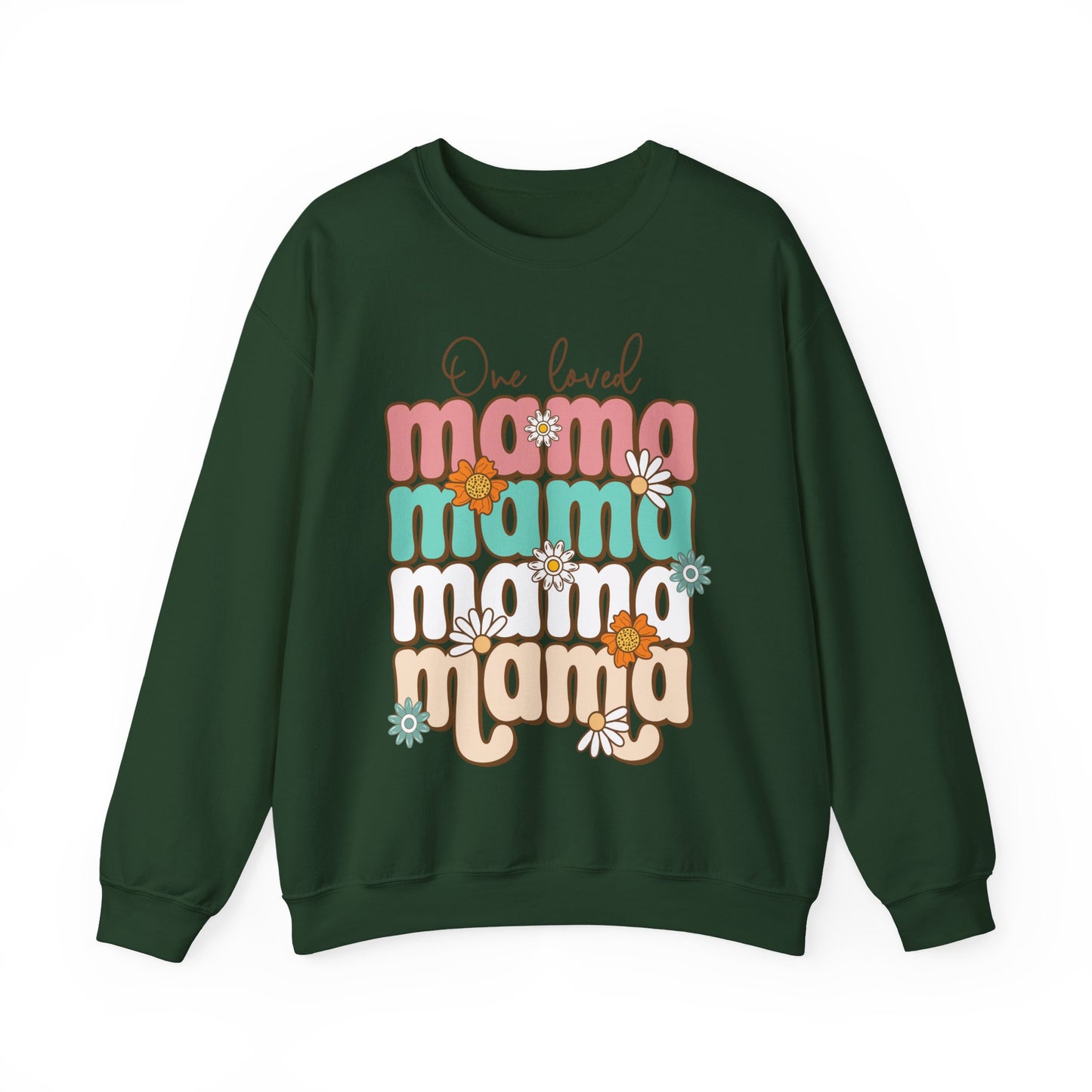 🌼💖 One Loved Mama Sweatshirt – Retro Floral Motherhood Crewneck