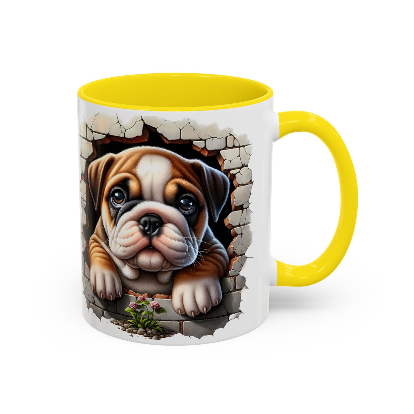 🎀🐶 English Bulldog Puppy Accent Mug – Cute Peek-Through Dog Design for Animal Lovers ☕💖