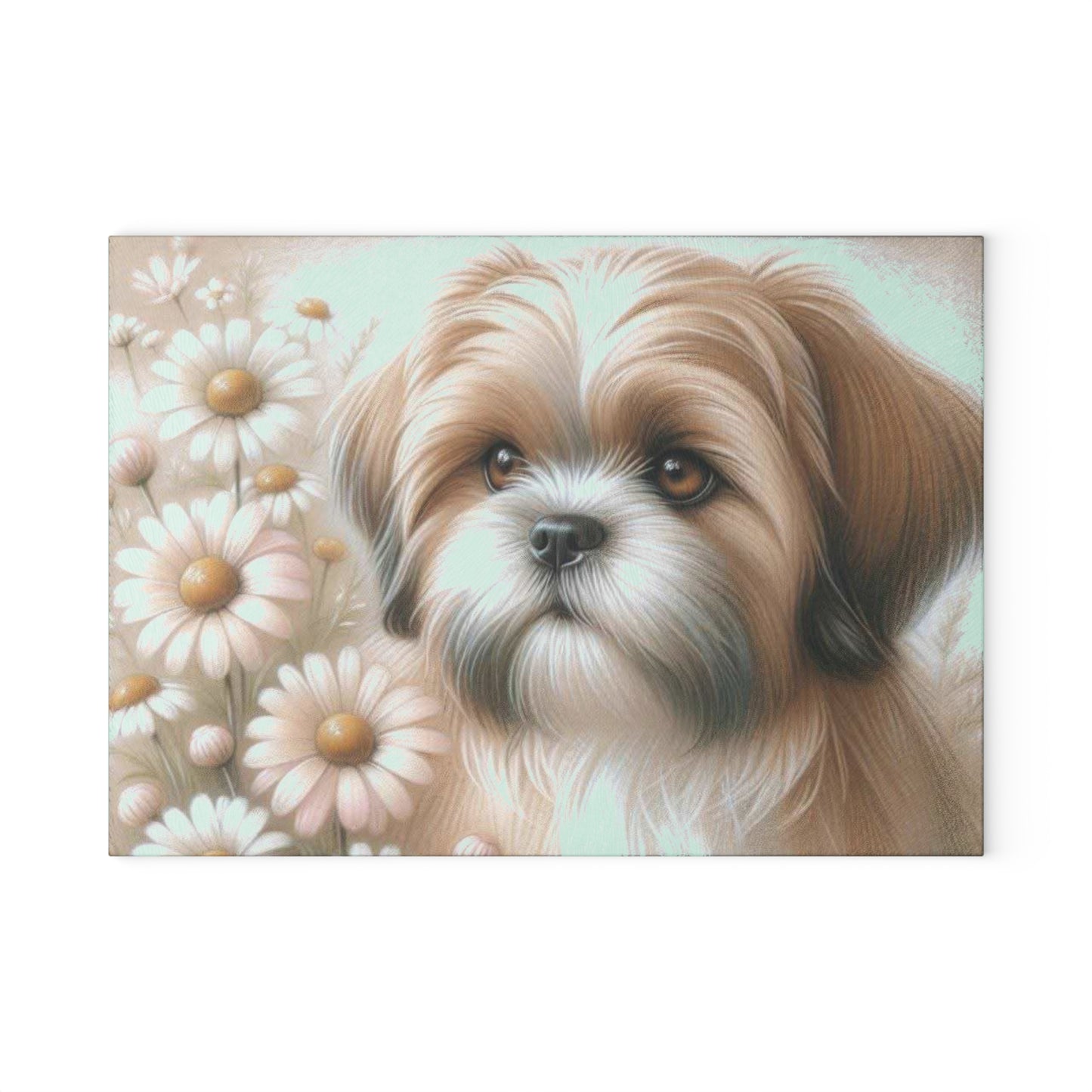 🐾 Shih Tzu & Daisies Cutting Board – Sweet Charm for Your Kitchen 🐶🌼