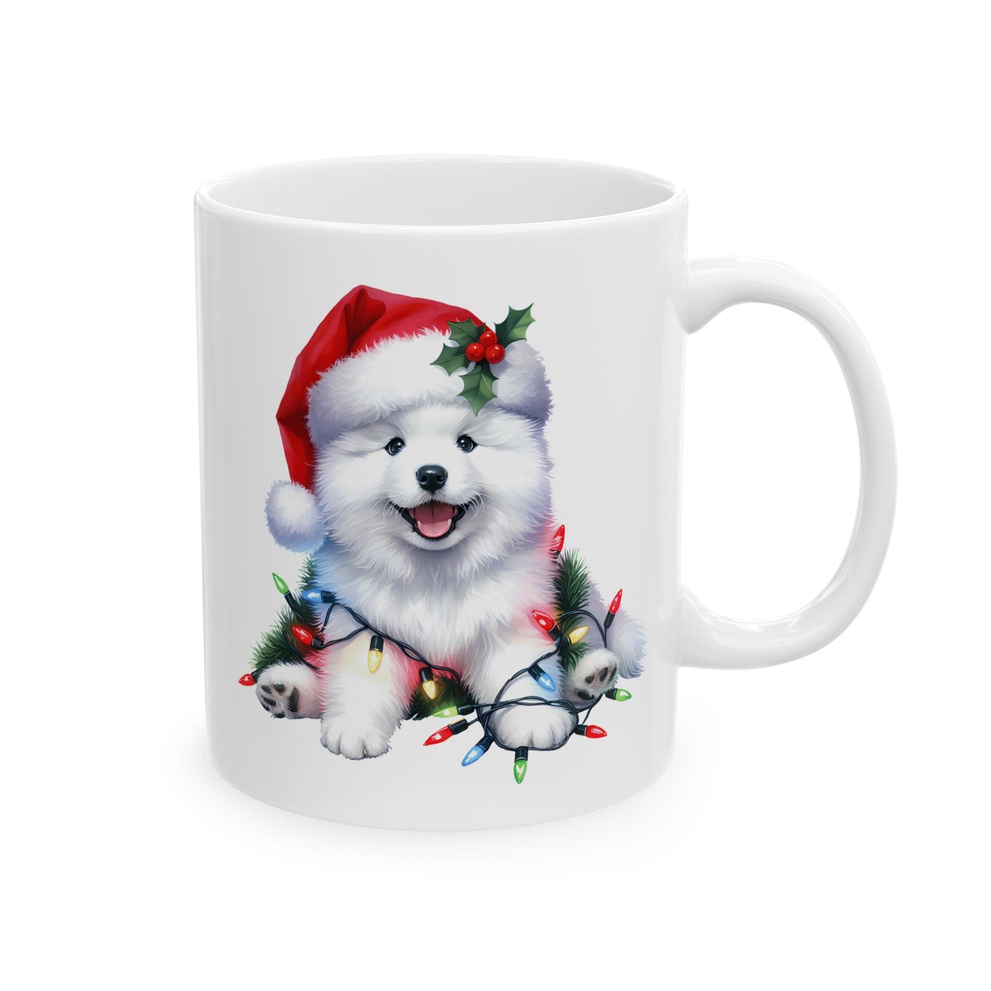 ☃️ American Eskimo Christmas Mug – Fluffy Holiday Cheer in a Santa Hat 🎄