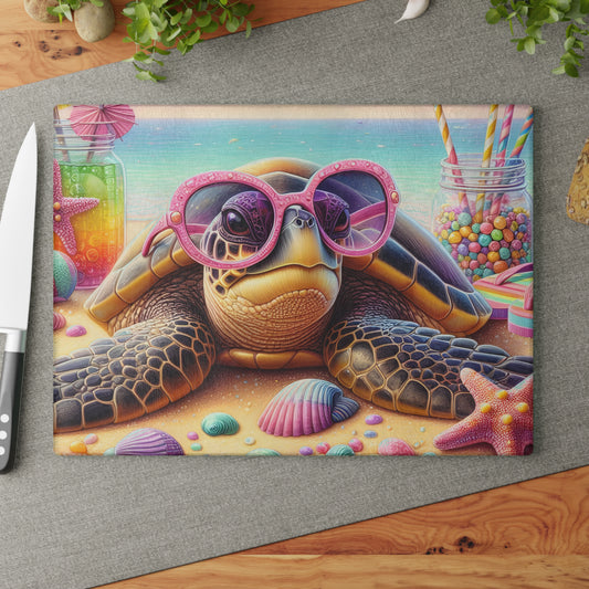 🐢 Fun Beach Turtle Cutting Board – Coastal Vibes with a Pop of Pink 🌴