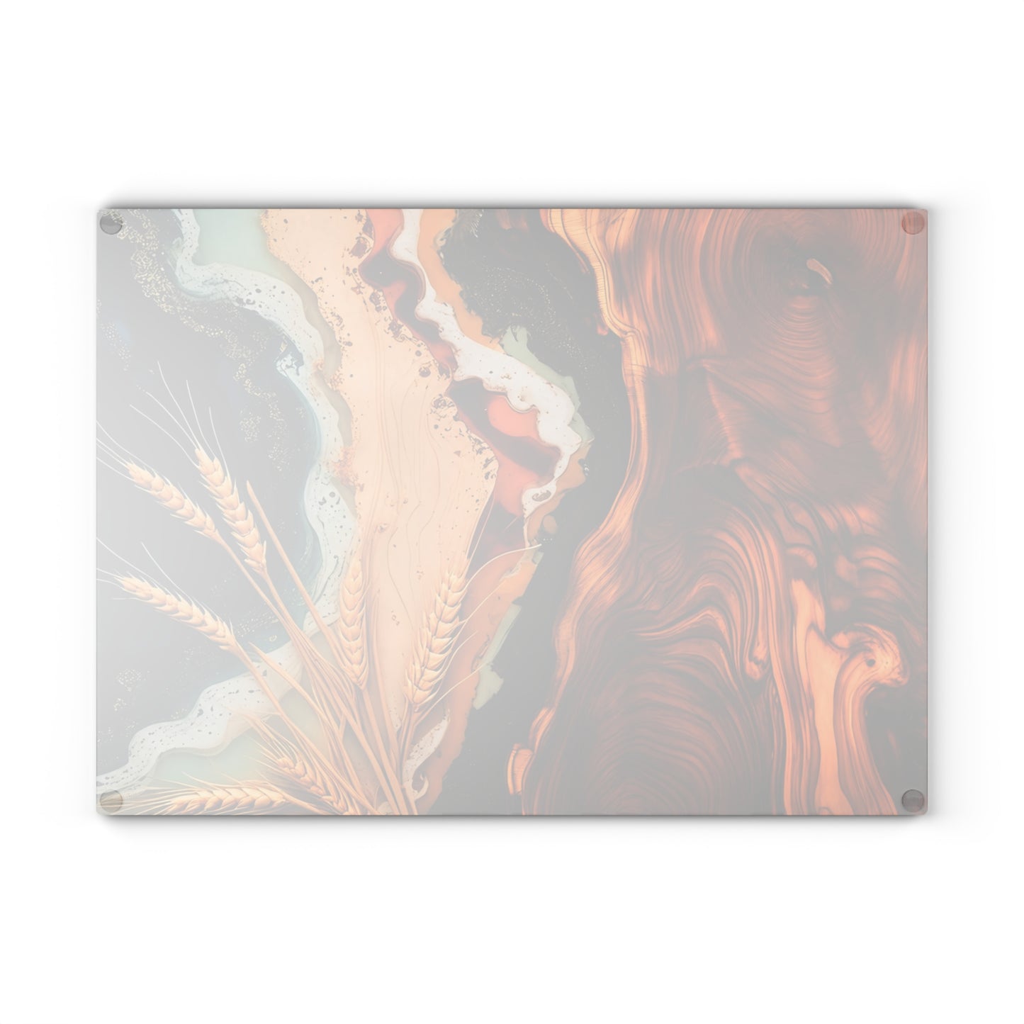 Personalized Wood & Resin Style Glass Cutting Board (Faux Wood & Epoxy Design – Tempered Glass)