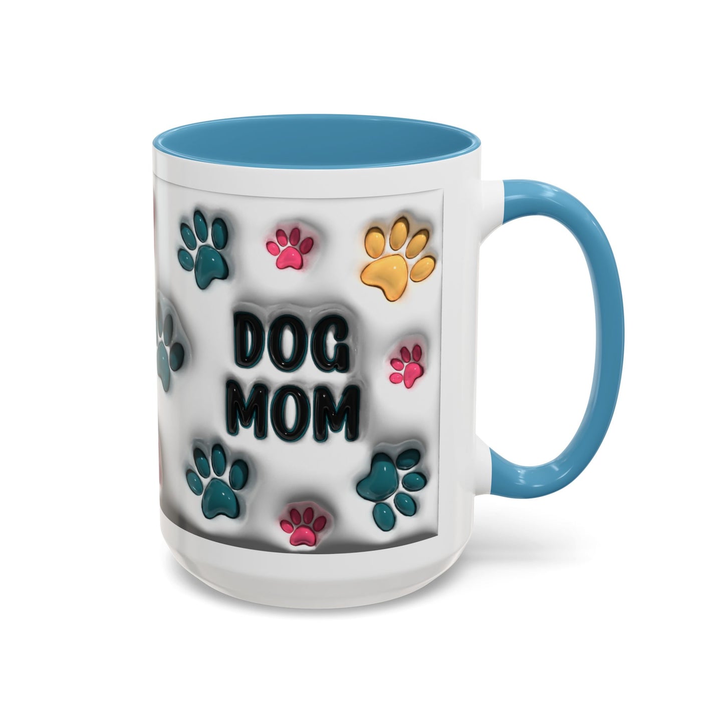 Dog Mom Accent Mug – Colorful Paw Print Cup for Proud Pet Parents