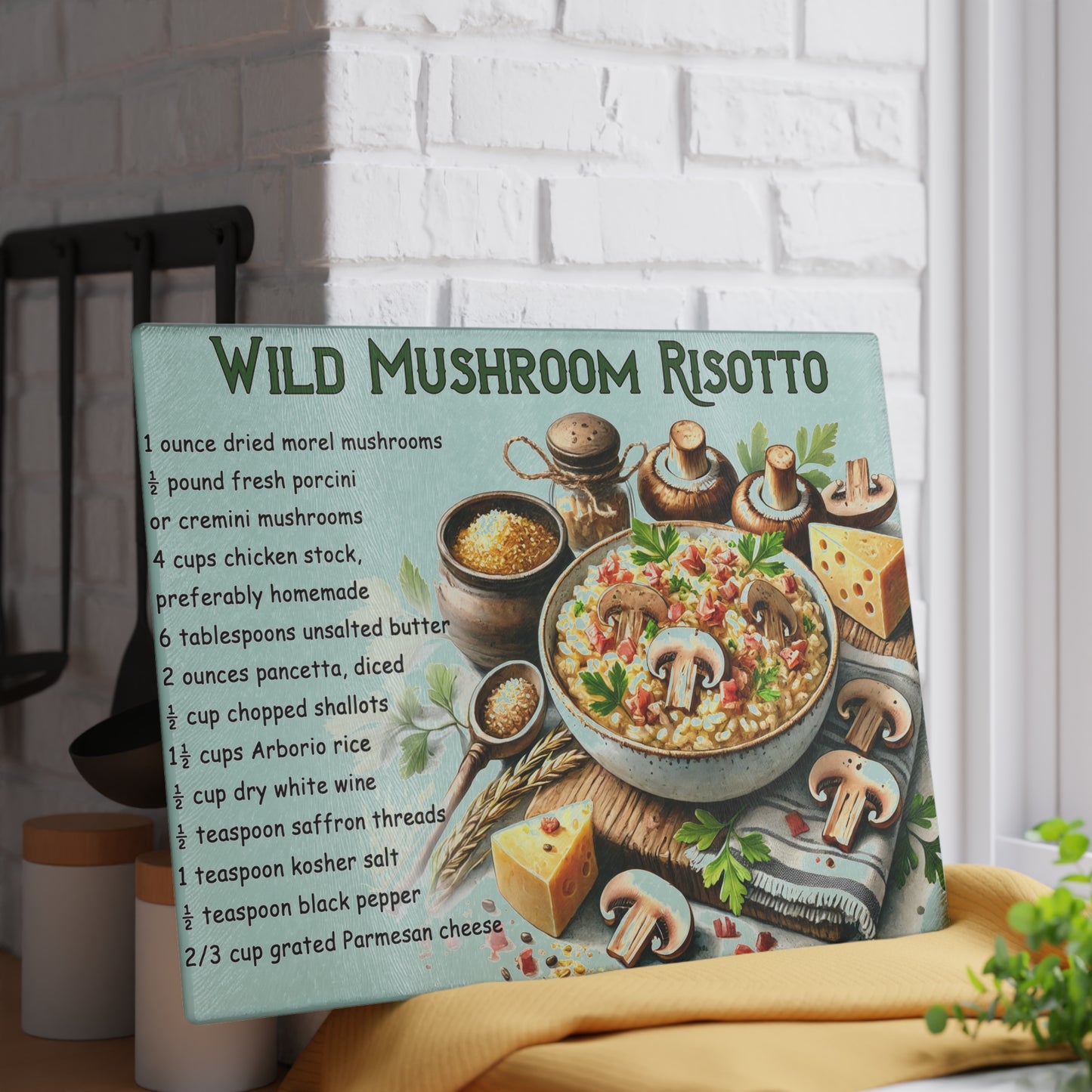 🍄 Wild Mushroom Risotto Cutting Board – Rustic Gourmet Charm for Your Kitchen