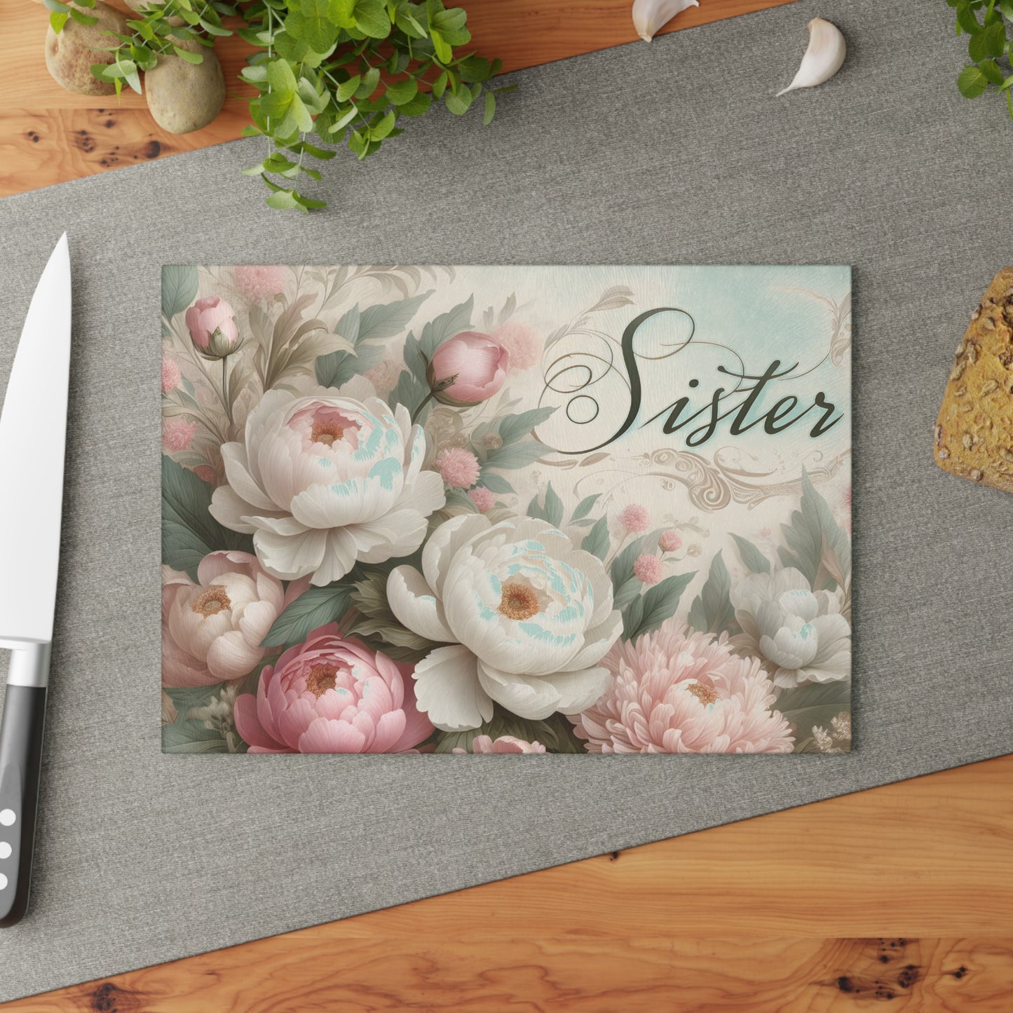 🌸 Sister Floral Cutting Board – Elegant Gift for a Special Sister 🌸