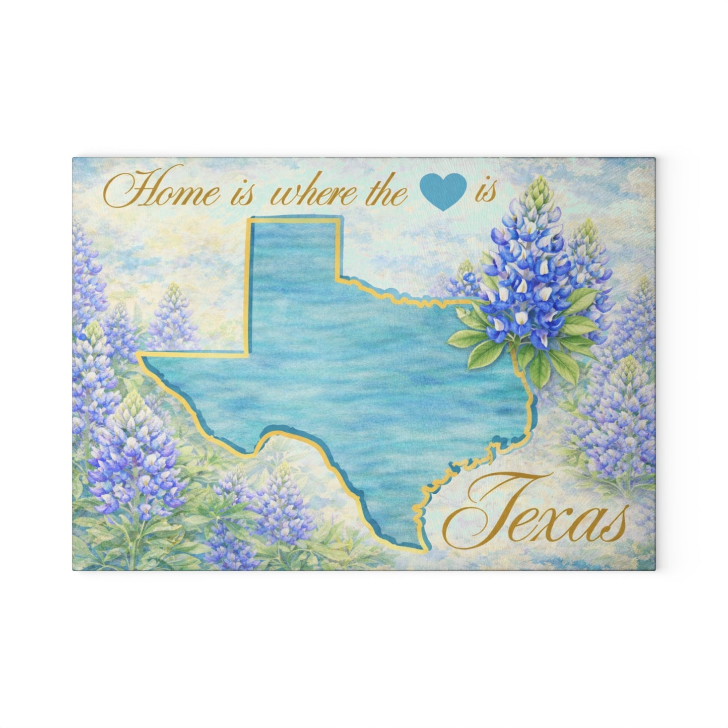 Texas State Bluebonnet Glass Cutting Board – Home Is Where the Heart Is Texas Kitchen Decor