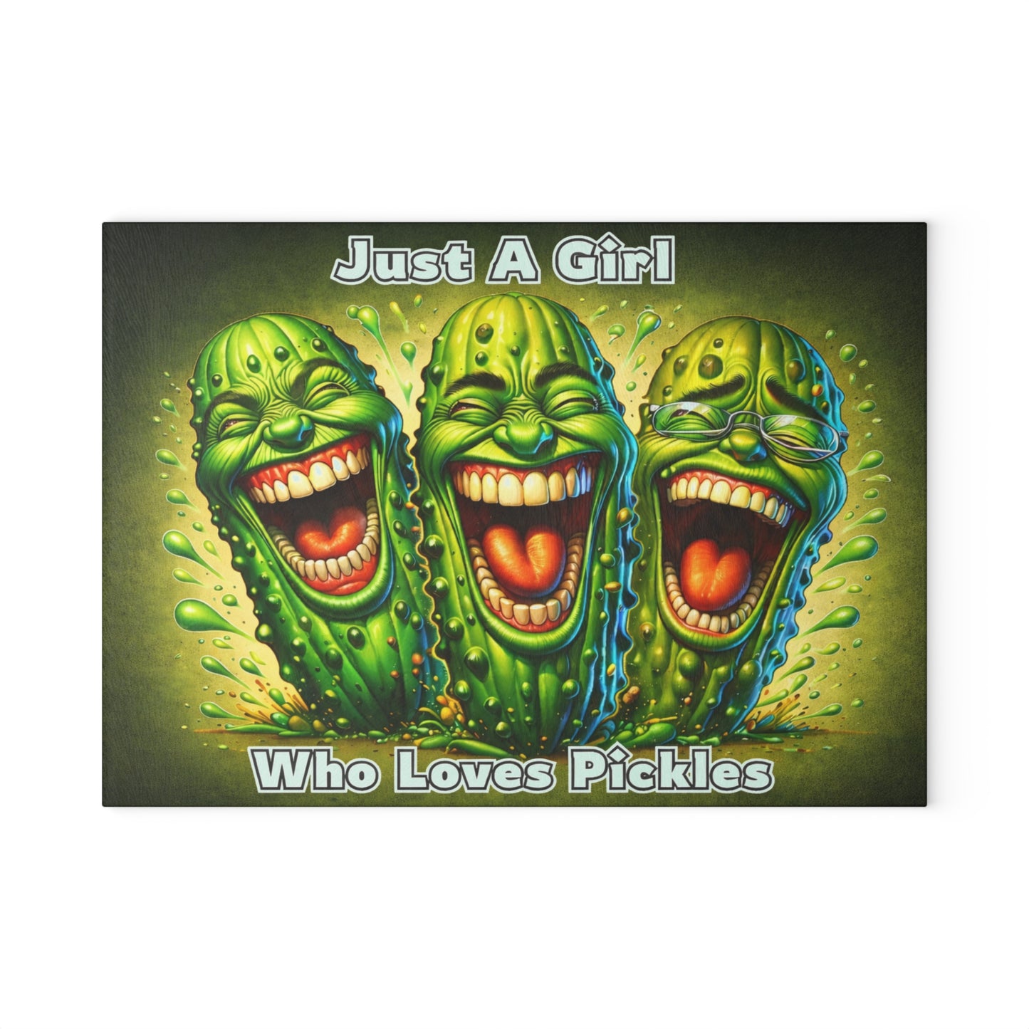 Just a Girl Who Loves Pickles Glass Cutting Board – Funny Pickle Kitchen Decor