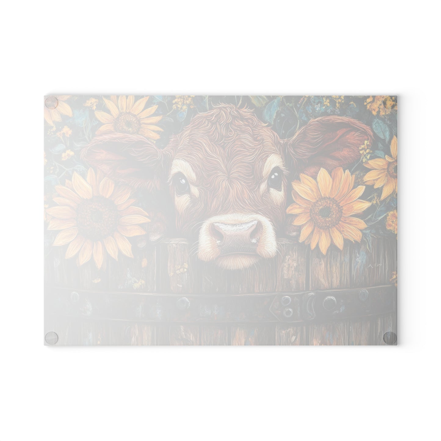 🐮🌻 Rustic Sunflower Calf Cutting Board – Farmhouse Charm for Your Kitchen 🌾