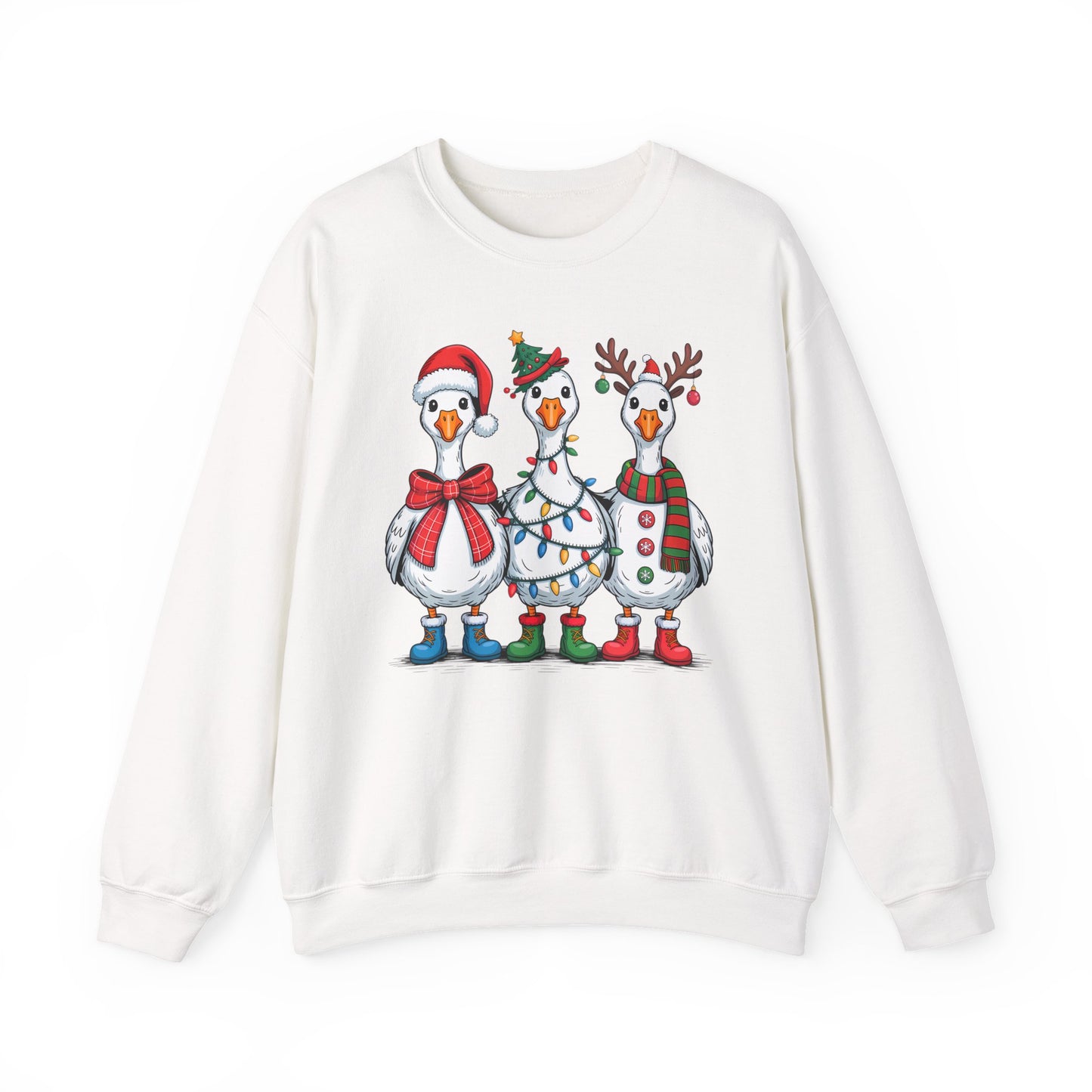🪿🎄 Festive Goose Trio Sweatshirt – Whimsical Holiday Cheer in Cozy Style