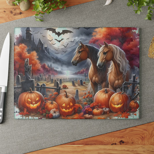🎃 Haunted Harvest Horses Cutting Board – Spooky Elegance for Fall Entertaining