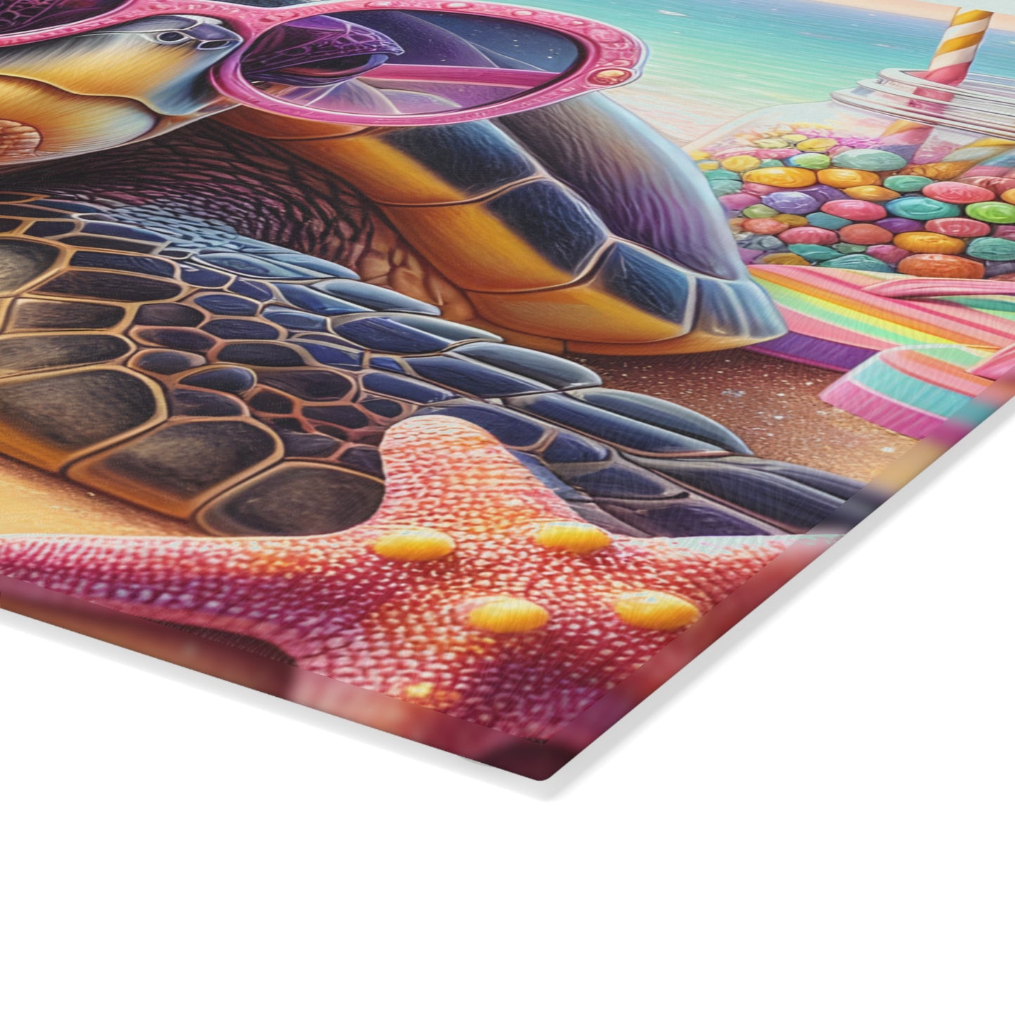 🐢 Fun Beach Turtle Cutting Board – Coastal Vibes with a Pop of Pink 🌴