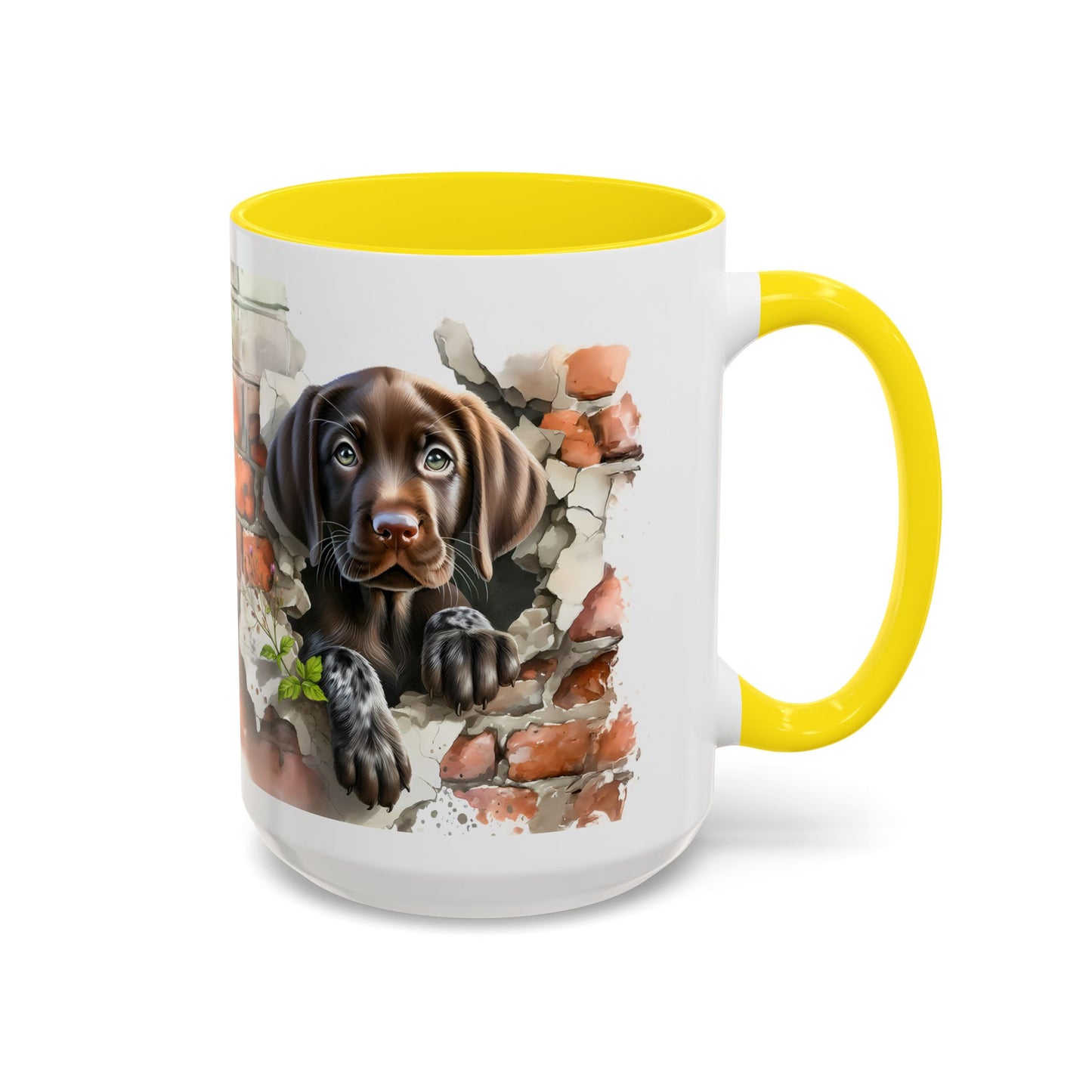 🐶🍫 Chocolate Lab Puppy Accent Mug – Sweet Brown Pup Coffee Cup ☕💛