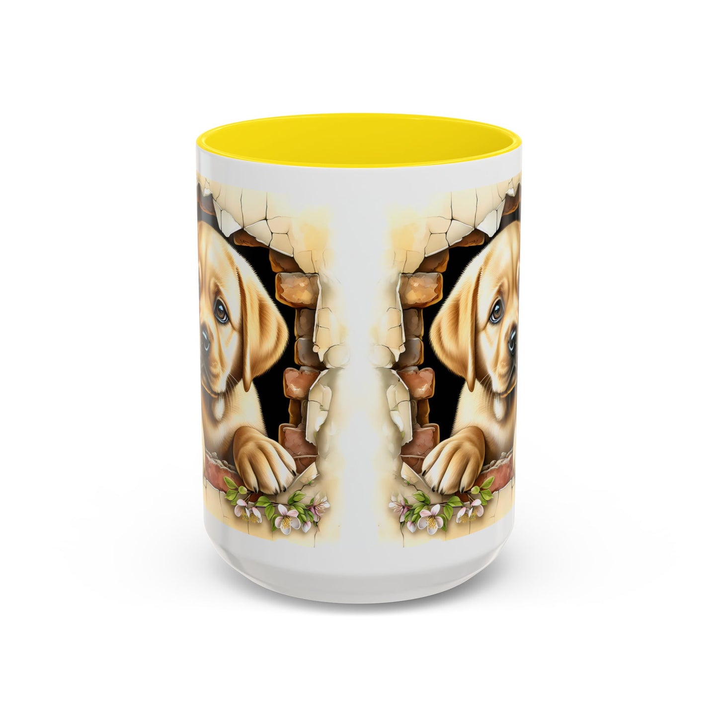 🐶☕ Labrador Puppy Peek Accent Mug – Sweet Yellow Lab Lover Gift ✨💛