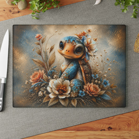 Baby Sea Turtle Glass Cutting Board – Coastal Ocean Kitchen Decor