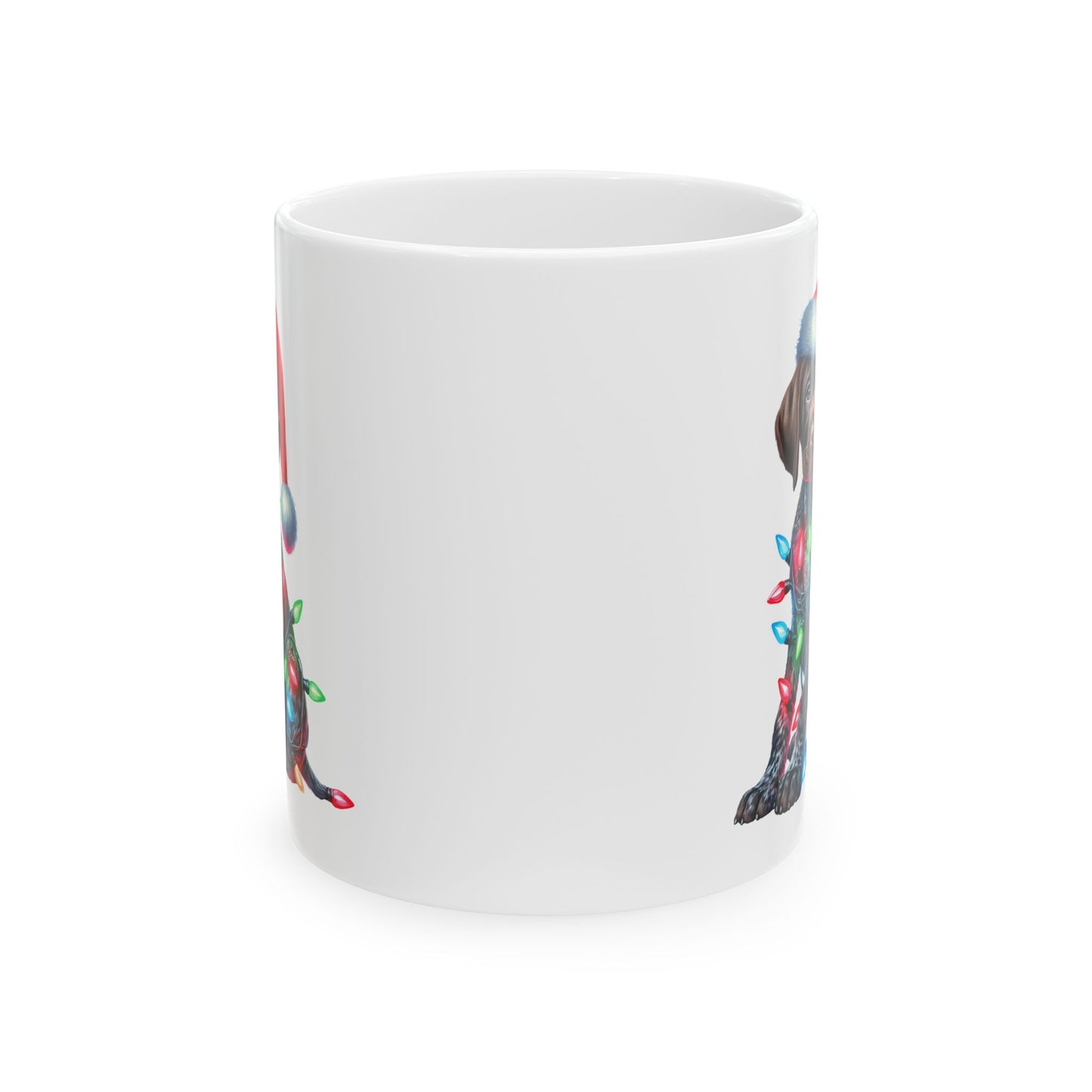 🎄 German Shorthair Pointer Christmas Mug – Holiday Cheer Wrapped in Lights 🎄