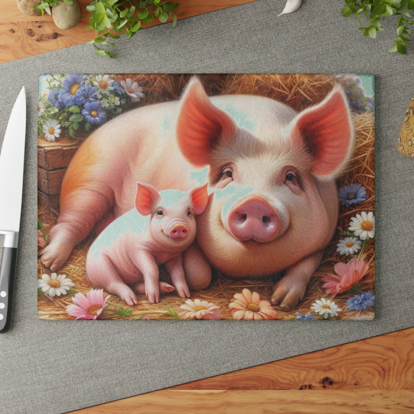 Tabla de cortar de cerdo, amantes de los animales, decoración de granja, accesorios de cocina, regalo único, tabla de charcutería, tabla de cortar personalizada, cocinas de cerdo