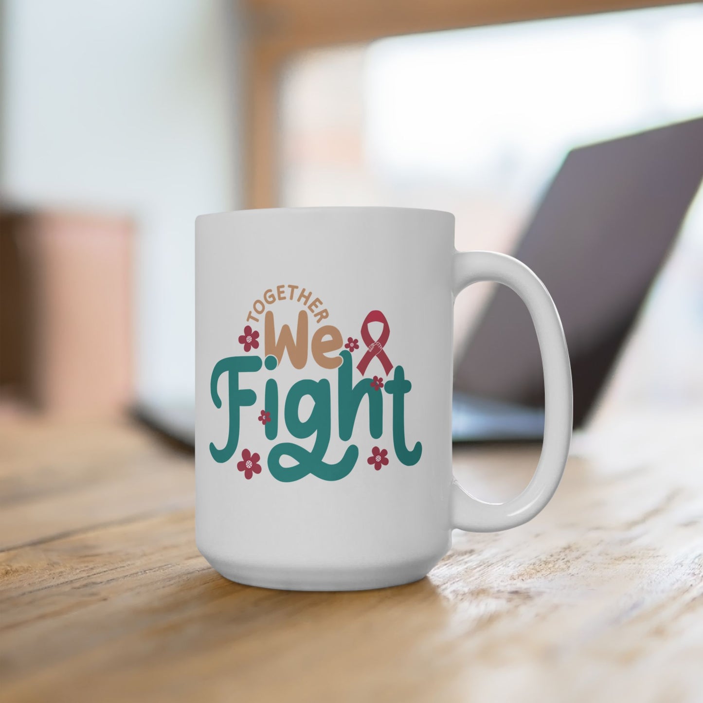 💪 Together We Fight Mug – Breast Cancer Awareness Coffee Cup